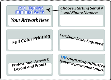 customUVlabels - Custom serialized UV permanent parts marking labels - 100 sets of 6, 9 or 12 each